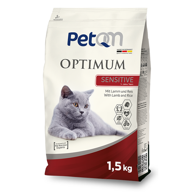 Cat PetQM Optimum Sensitive With Lamb &amp; Rice 1.5 KG