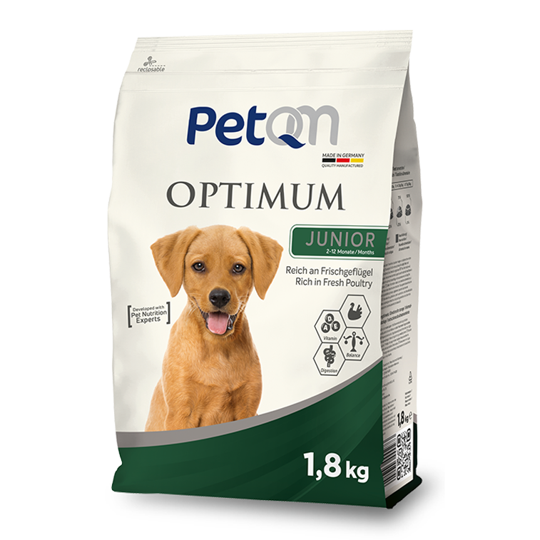 Dog petQM Optimum Junior Rich In Fresh Poultry 1.8 KG